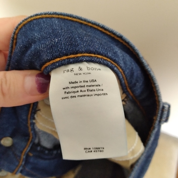 Rag & Bone Medium Wash Ankle Skinny Frayed Hem Midrise Jeans Size 25 - Picture 13 of 14